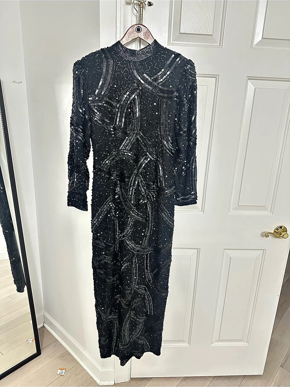 Josephine Ann Creations Beaded Sequin Maxi Dress in Black Size Small